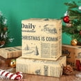 thumbnail image 4 of Vintage Newspaper Christmas Wrapping Paper Roll, Mini Roll, CHRISTMAS IS COMING Headline with Christmas Tree and Festive Design, Fun Kraft Gift Wrap for Holiday Party, 17 Inches x 16.4 Feet, 4 of 9