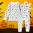 thumbnail image 2 of HCYSFG Boys Halloween Pajama Sets 2 Piece Ghost Pumpkin Print Crew Neck Long Sleeve Shirt Elastic Waist Pants Kids Lounge Outfit Sleepwear, 2 of 5