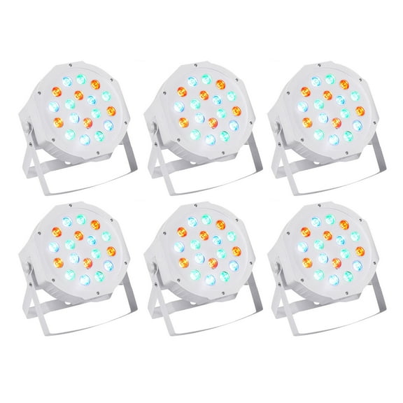 (6) Rockville RockPAR50 WHT LED RGB Compact Par Can DJ/Club DMX Wash Lights