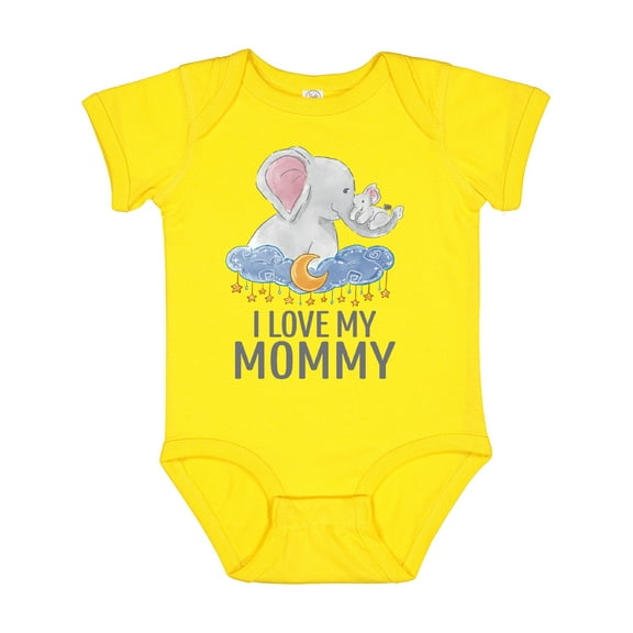 Inktastic I Love My Mommy Cute Elephants in Night Sky Boys or Girls Baby Bodysuit