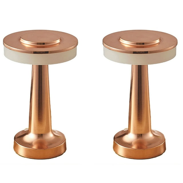 2X LED Lámpara de Mesa Recargable Táctil Mesa de Comedor Bar Lámpara de Mesa Lámpara de Noche Pequeña para Exteriores Lámpara de Mesa Decorativa, Bronce