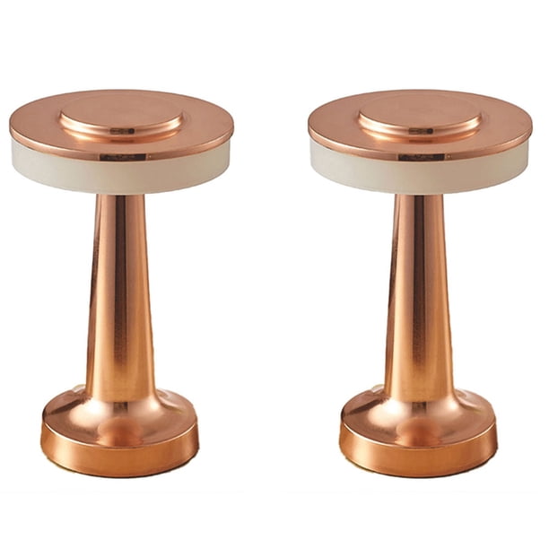 2X LED Lámpara de Mesa Recargable Táctil Mesa de Comedor Bar Lámpara de Mesa Lámpara de Noche Pequeña para Exteriores Lámpara de Mesa Decorativa, Bronce