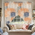 thumbnail image 2 of Swag Curtains Valances for Windows, Orange Abstract Texture Short Kitchen Window Curtains Over Sink, Modern Retro Mottled Cafe Curtains Panel Set Of 2,Rod Pocket, 36 Inches Length Blue Beige, 2 of 8