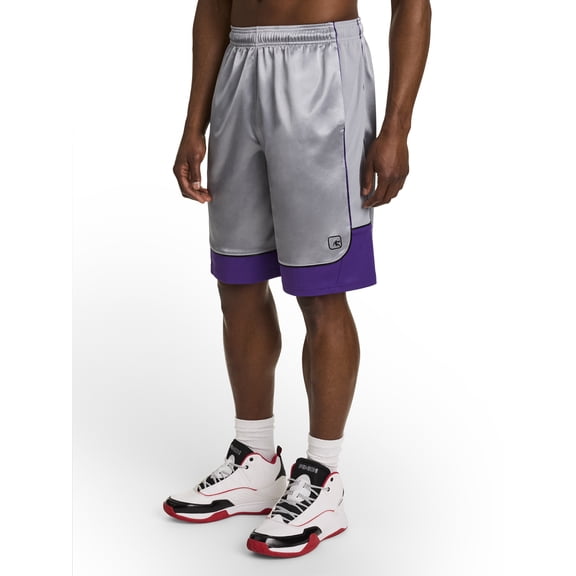 AND1 Men's and Big Men's All Court Colorblock Short, 11" inseam, up to Size 3XL