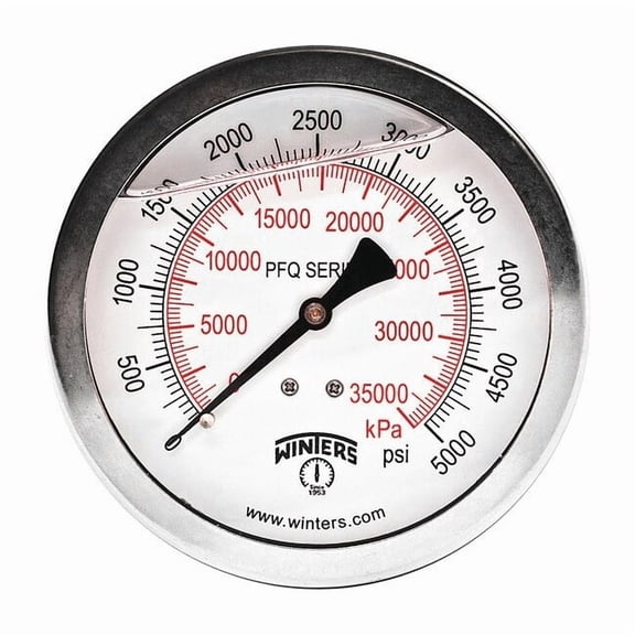 Winters Pressure Gauge,4" Dial Size,Silver PFQ1556