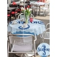 thumbnail image 5 of Outdoor Tablecloths with Umbrella Hole & Zipper, Navy Blue Seahorse Round Tablecloth 54 Inch, Summer Coastal Bubbles Ocean Waves Waterproof Table Cloth, Patio/Pool/Picnic Table Covers, 5 of 8