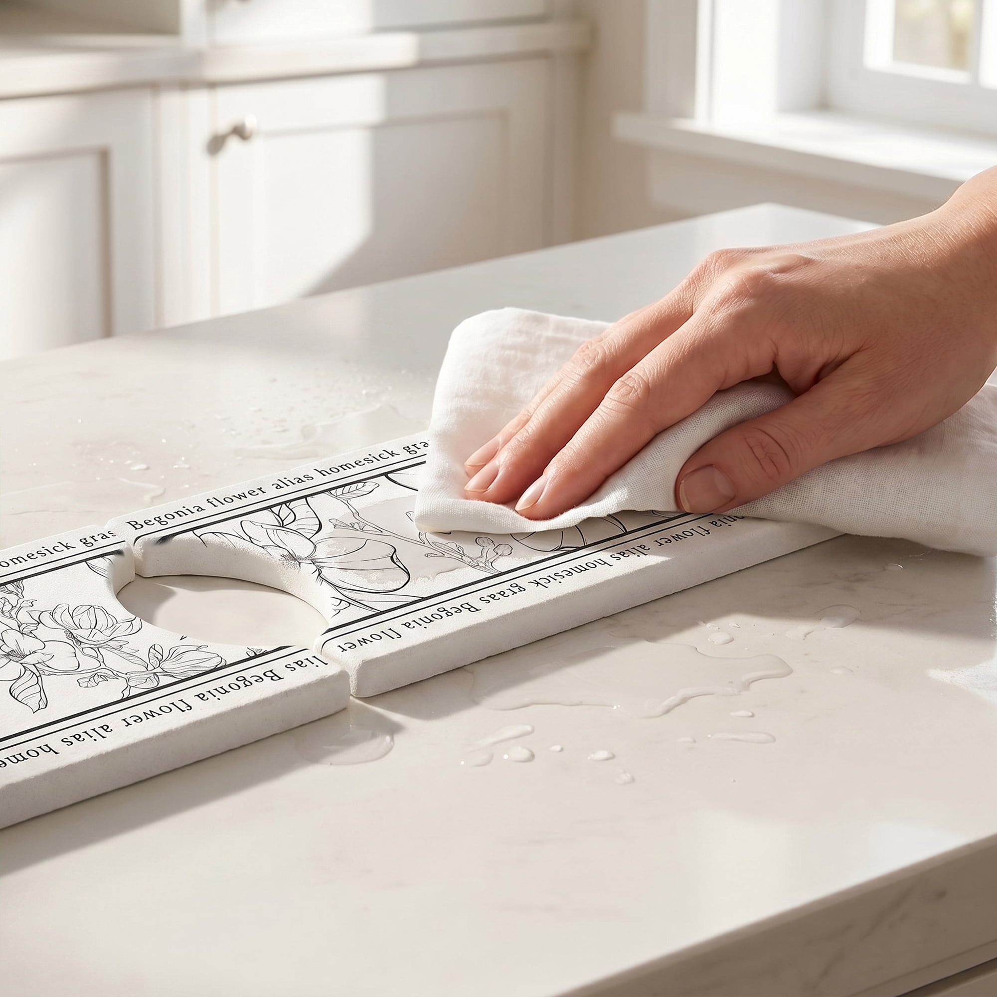 Unique Bargains Faucet Mat Versatile Kitchen Sink Mat for Home Flower 23.6*3.9 in