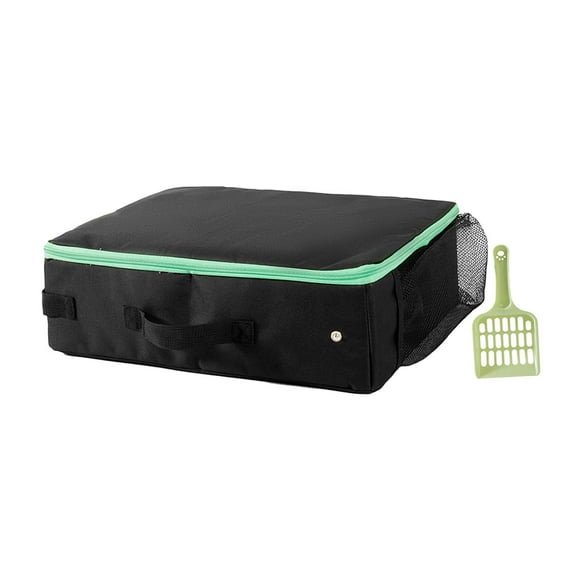 Bandeja de arena portátil para mascotas, de tela Oxford, para gatos, a prueba de fugas, caja de arena plegable para gatos, suministros para mascotas negro