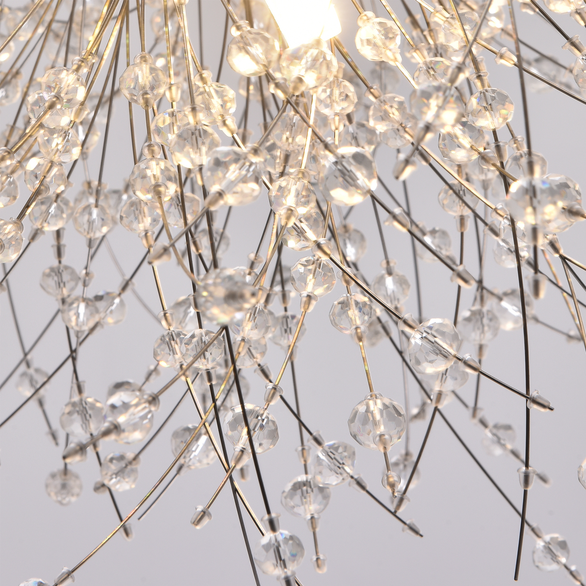 9-Lights Modern Farmhouse Chandelier Lighting, Sputnik Dandelion Ceiling Hanging Lamp, Round Crystal Beaded Pendant Lights for Kitchen Island Dining Room Bedroom Foyer