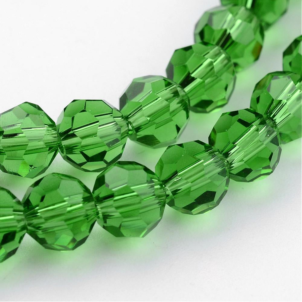 Transparent Glass Bead Strands Imitate Austrian Faceted(32 Facets) Round Lime Green 10mm Hole: 1mm 65~68pcs/strand 58~62cm diy