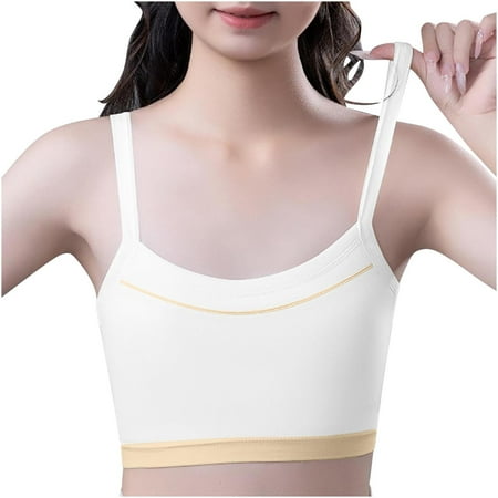 Gnurob on Sale Training Bras for Girls 12-15 Sports Seamless Bra Thin Bralette Comfortable Breathable Bralettes for Teens Clearance 02-White X-Large