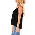 thumbnail image 3 of Camisola con cuello en V envolvente para mujer, camiseta sin mangas con tirantes finos de Color liso elegante de verano, camiseta sin mangas para oficina, negro L, 3 of 5
