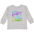 thumbnail image 3 of Inktastic Happy Easter Blue Bunny and Eggs in Grass Boys or Girls Long Sleeve Toddler T-Shirt, 3 of 5