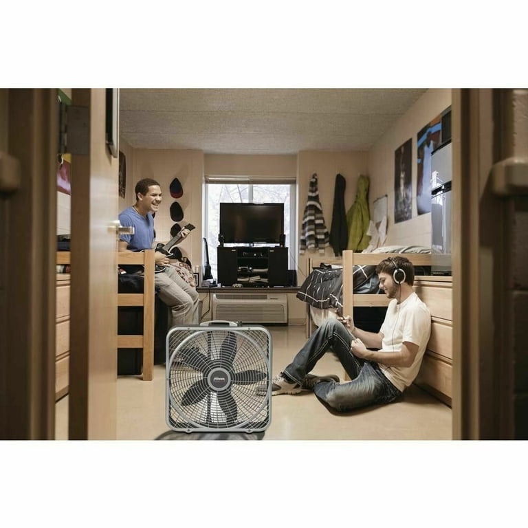 Lasko 20 in. Power Plus Box Fan 3-Speed Floor Steel Indoor Built-in Carry  Handle - Walmart.com