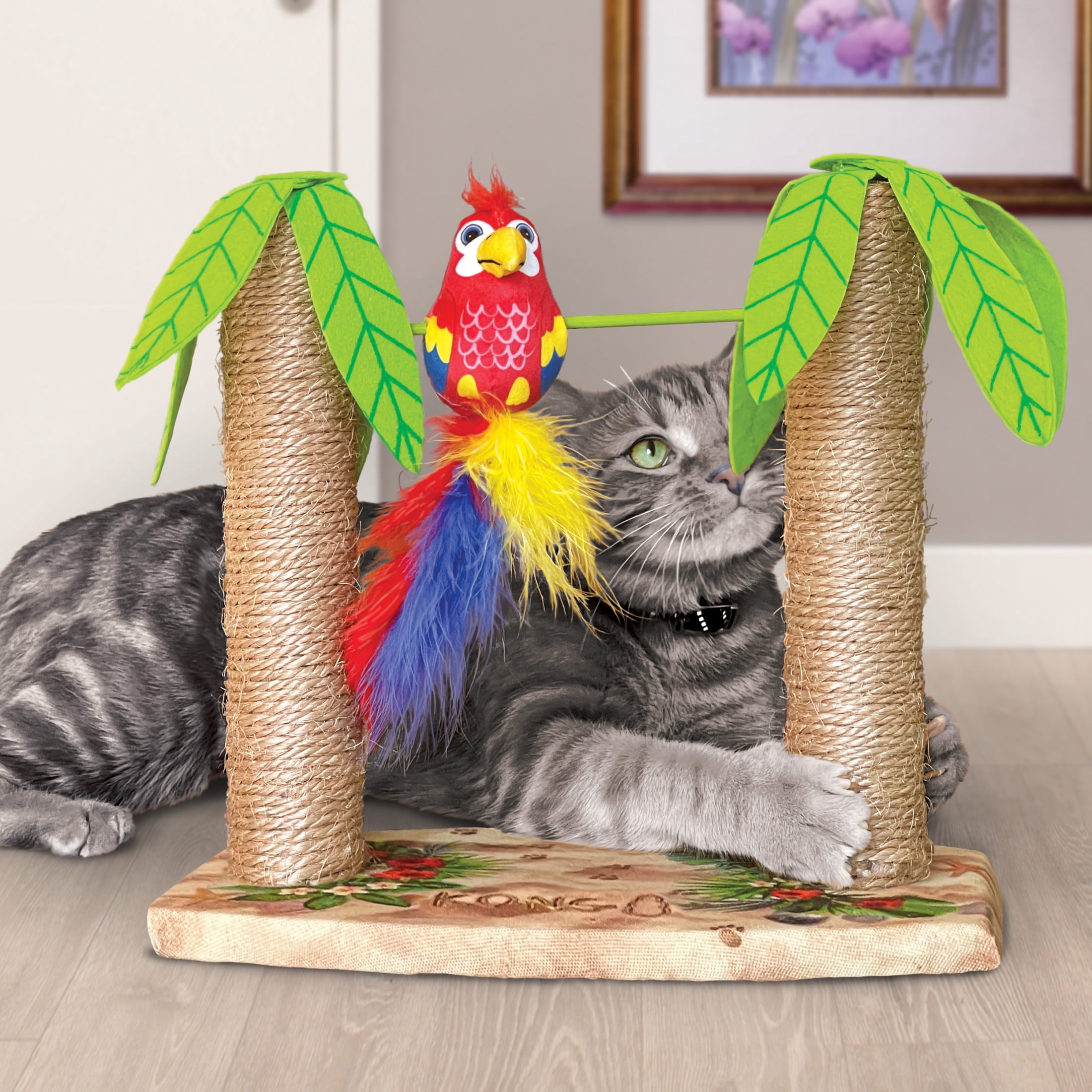 KONG® Play Spaces Tiki Twirl, Scratching and Batting Cat Toy, with Premium North American Catnip