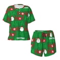 thumbnail image 4 of Picia Cute Santa Pajamas Sets for Women Soft Short-Sleeved Pjs with Lounge Shorts Two Piece Sleepwear-4X-Large, 4 of 9