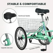 Lilypelle 24 Adult Tricycle Folding Tricycle 3 Wheel Bikes 7 Speed Trikes with Shopping Basket for Seniors Adult,Cyan