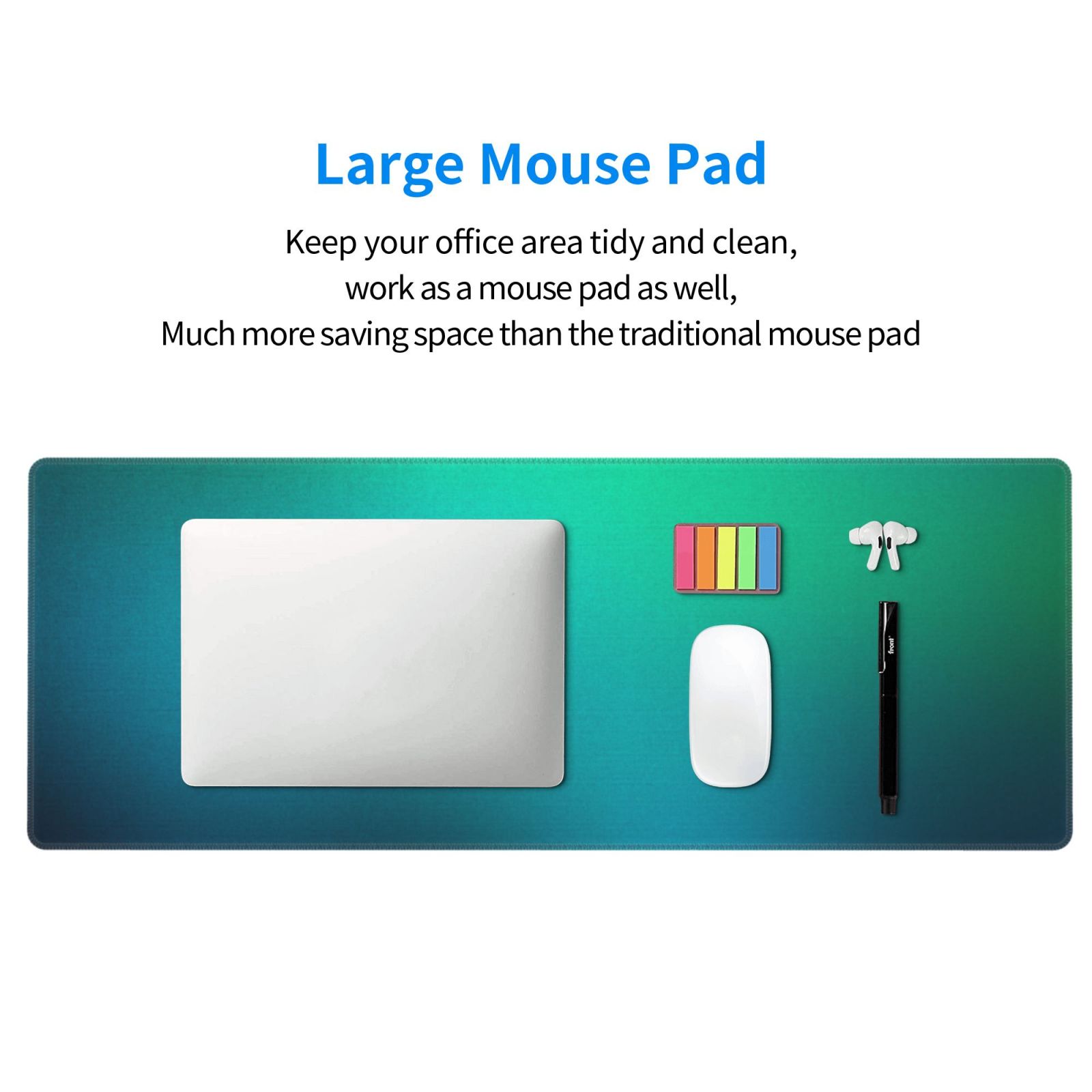Xecao Green Turquoise Teal for Mouse Pad - Waterproof Extended Contour Mouse Mat, Large Gaming Mousepad Laptop Keyboard Mat with Non-Slip Rubber Base