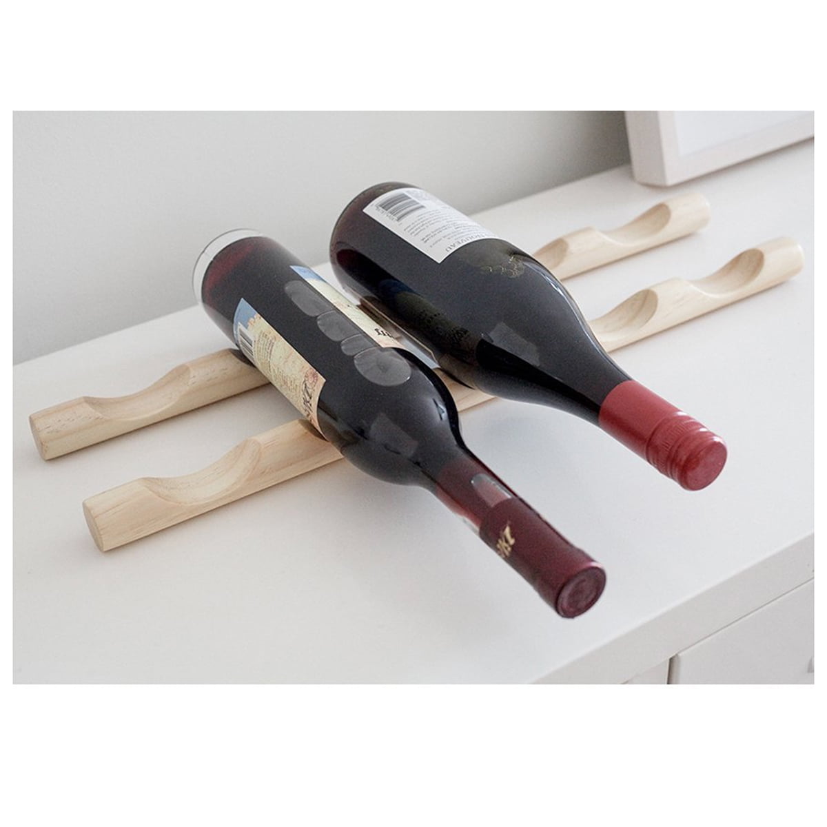 Kikkerland 4pc Wood Wine Rack Stick Set Stackable Kitchen Counter Table Bottles Organizer