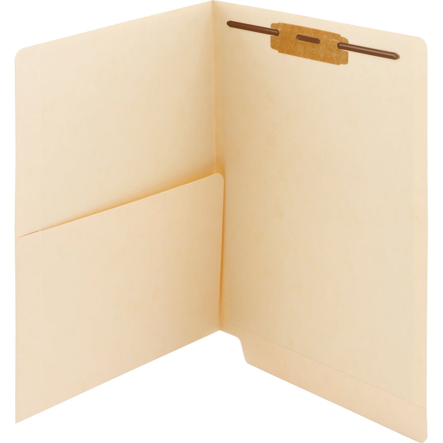 Smead End Tab Pocket Folder with Full Pocket, Reinforced Straight-Cut Extended Tab, 1 Fastener, Letter Size, Manila, 50 per Box (34100)