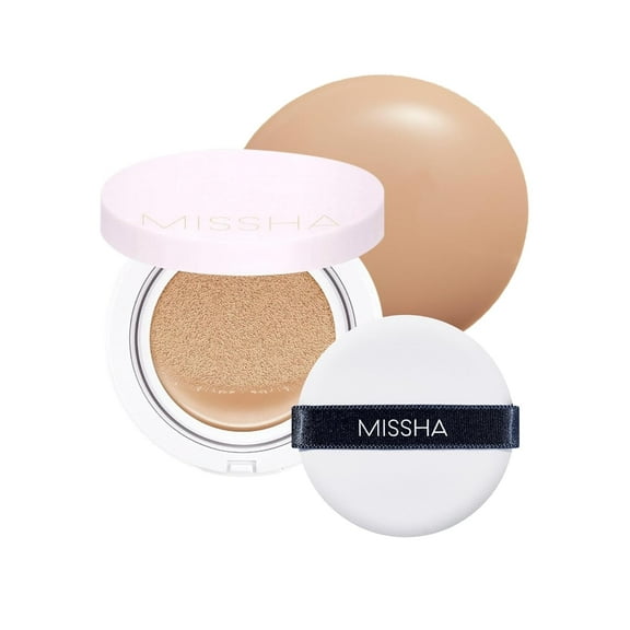 MISSHA Magic Cushion Coverlasting Foundation No.25 Warm Beige for Light/Medium with Neutral Skin Tone - Flawless Coverage, Dewy Finish, Easy Application for All Skin Types
