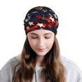 thumbnail image 5 of KLL Red Blue White Stars Pirnt Wicking Running Beanie Head Wrap Cycling Bandana for Men Women, 5 of 8