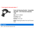 thumbnail image 2 of Front Left Steering Knuckle - Compatible with 2007 - 2014 Chevy Suburban 1500 2008 2009 2010 2011 2012 2013, 2 of 2