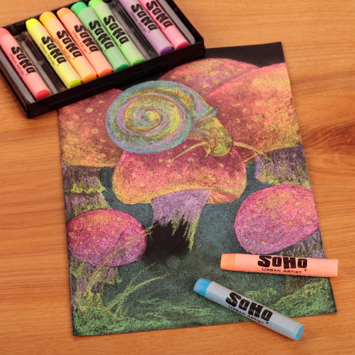 SoHo Urban Artist Soft Pastels Set of 10 Bright Fluorescent Neon Colors, Vibrant Pastel Sticks for Art, Drawing, Blending, Layering, Shading