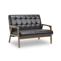Allora Mid-Century Faux Leather Loveseat in Brown