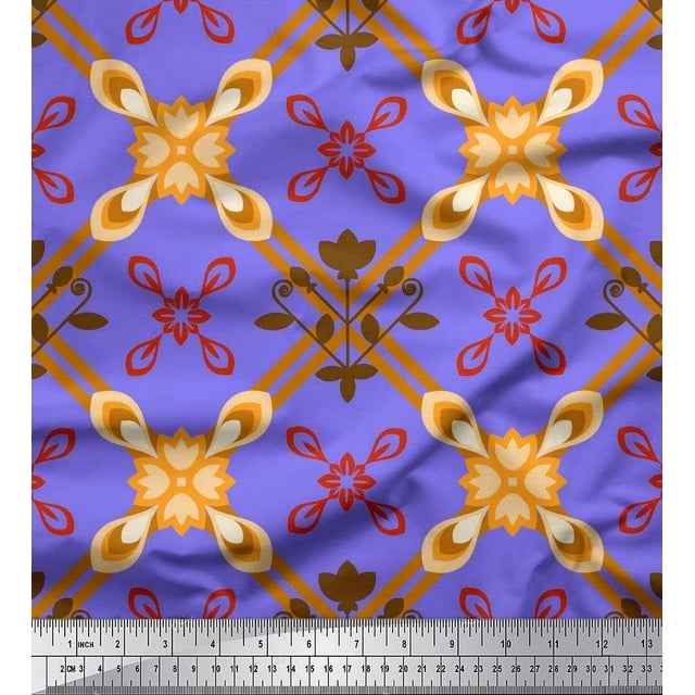 Soimoi Rayon Fabric Argyle Check Decor Fabric Printed Yard 42 Inch Wide