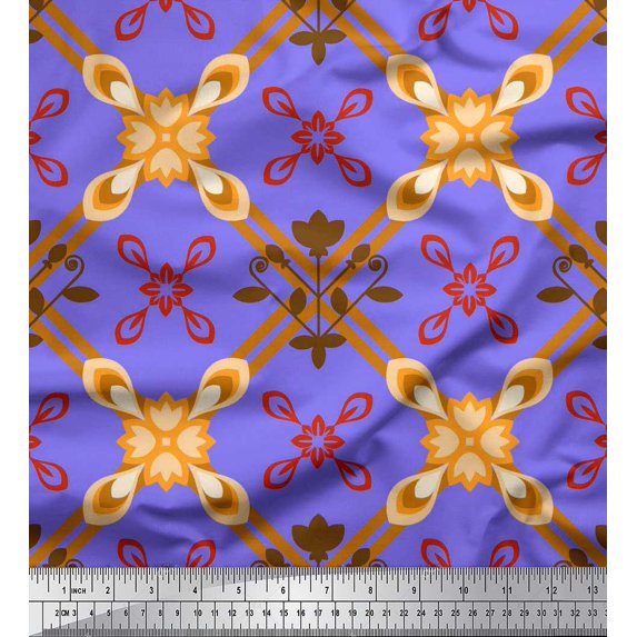 Soimoi Poly Georgette Fabric Argyle Check Print Fabric by the Yard 42 Inch Wide