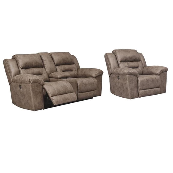 Bowery Hill Living Room Set of Power Reclining Loveseat & Rocker Recliner