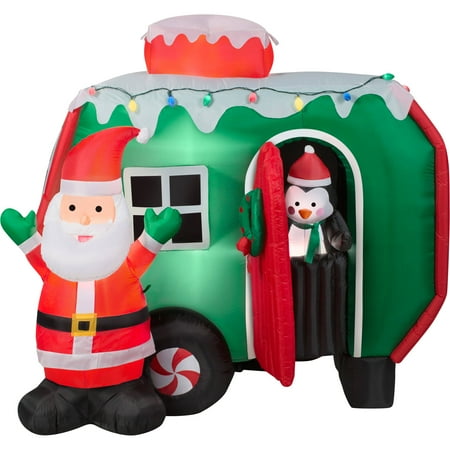 6 39 animated airblown inflatable santa and pop out penguin inflatable christmas yard decorations walmart
