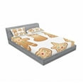 thumbnail image 2 of Gingerbread Man Fitted Sheet & Pillow Sham Set, Pastry Design Graphic Cookies in Different Shapes Tasty Goodies, Decorative Printed 3 Piece Bedding Decor Set, Full, Beige White, by Ambesonne, 2 of 2