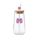 thumbnail image 2 of Vaso de agua de vidrio con tapa y pajita – Vaso térmico de 450 ml para café, té o bebidas frías – Pajita de vidrio reutilizable y funda protectora para el hogar, la oficina o para uso en exteriores., 2 of 6