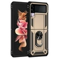 thumbnail image 2 of Compatible with Samsung Galaxy Z Flip 3 Case Built-in 360 Ring Holder Kickstand, Extreme Protection Military Armor Magnetic Car Dual Layer Protective Heavy Duty Phone Cover,Gold, 2 of 8
