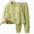 thumbnail image 2 of Gubotare Girls' Pajama Sets Girls Pajama Sets Snug Fit Long Sleeve Shirring Sleepwear, Soft Breathable Kids PJs Size 9-10 (Green,9-10 Years), 2 of 5