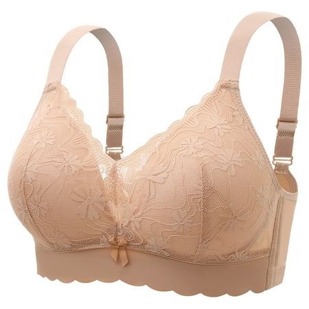 Lilgiuy Womens Solid Lace Lingerie Bras Plus Size Underwear Bralette Bras Comfortable Bra for Bridal Shower