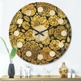 thumbnail image 2 of Designart 'Golden Floral Retro II' Mid-Century Modern Wood Wall Clock, 2 of 5
