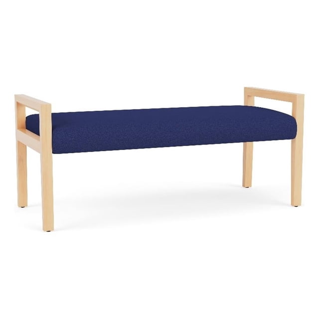 Pemberly Row Waiting Reception 2 Seat Bench Wood Frame in Blue