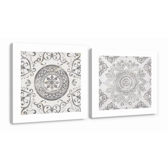 Set 2 Cuadros Canvas Minimalistas Mandalas Zen Modernos Montados En Bastidor De Madera Estilo Galeria