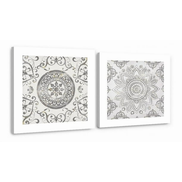 Set 2 Cuadros Canvas Minimalistas Mandalas Zen Modernos Montados En Bastidor De Madera Estilo Galeria