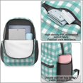 thumbnail image 4 of Green and White Checkered Pattern 17" School Backpacks for Teens,Waterproof Oxford Fabric,S-Shape Padded Straps for School,Travel,Hiking,Camping, 4 of 6