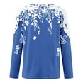thumbnail image 3 of SHTXOZHI Long Sleeve Shirt for Women Crewneck Hollow Out Lace Blouses Fall Casual Print Tops, 3 of 5