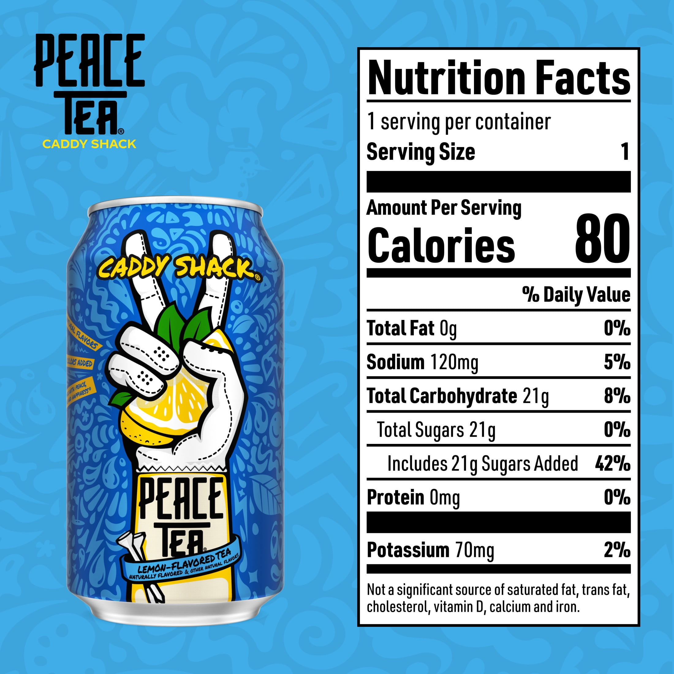 Peace Tea Caddy Shack Lemon-Flavored Canned Iced Tea, 12 fl oz, 12 Pack