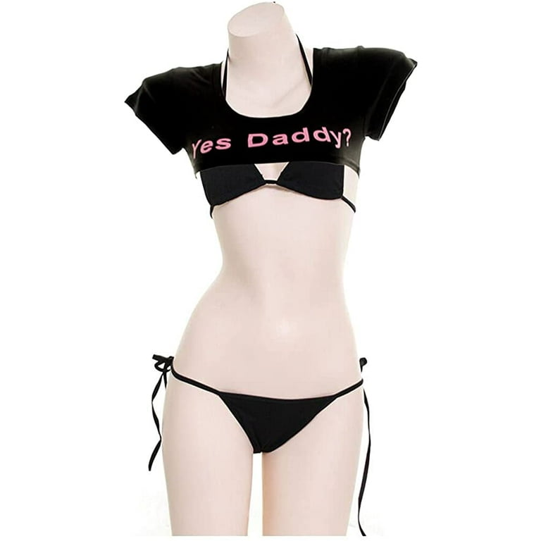 Sexy Womens Yes Daddy Lingerie Set Anime Cosplay Underwear Bra Top