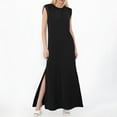 thumbnail image 2 of Vestido largo informal sin mangas con abertura para mujer: vestido camisero holgado con bolsillos laterales, perfecto para vacaciones/viajes, tejido ligero, tallas S-XXL, 2 of 4
