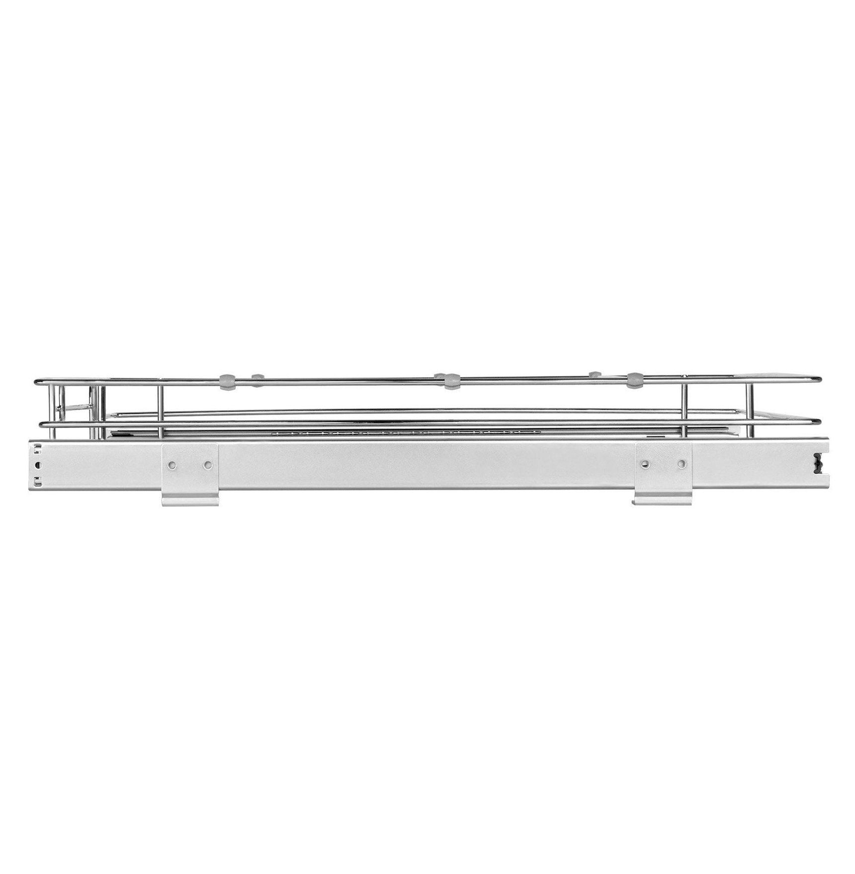 Pull Out Cabinet Organizer 14"W x 21"D, Slide Out Pantry Shelves, Chrome Steel Roll Out Drawers, Kitchen Cabinet Storage, Under Sink Organizer