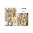 thumbnail image 5 of Biekopu Women Summer Beach Holiday Jumpsuits,Leaves Floral Print Off Shoulder Wide-Leg Pants Long Playsuits with Belt, 5 of 9