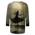 thumbnail image 4 of Riecok Womens Halloween Shirts 3/4 Sleeve Crewneck Witch Printed Tunic Tops Basic Tee Blouses Coffee 5XL, 4 of 5